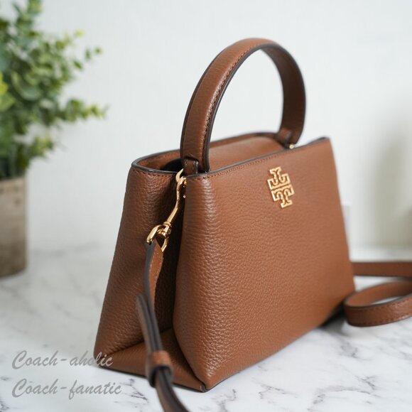 Tory Burch Britten Pebbled Leather Mini Satchel Crossbody in Moose - Picture 3 of 10